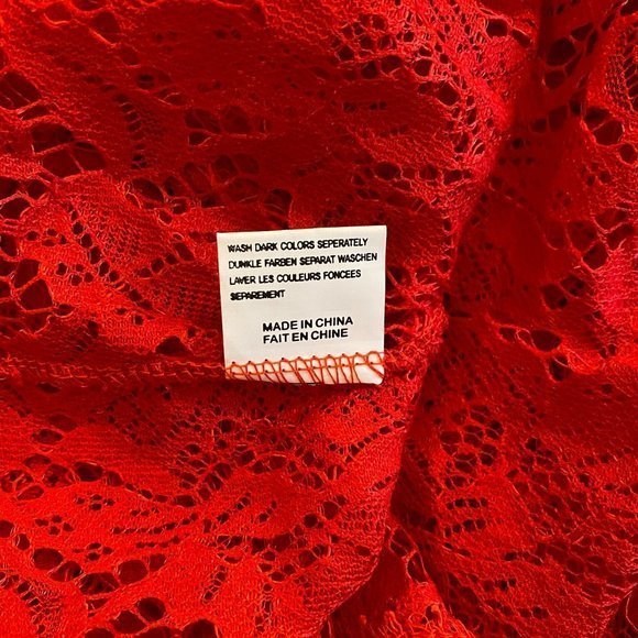 RED PEPLUM LACE RED BLOUSE SIZE M - Picture 6 of 8